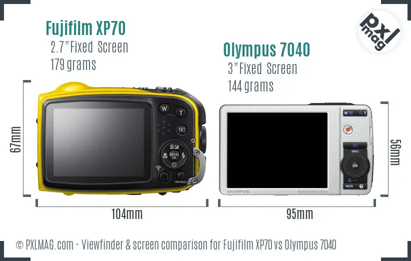 Fujifilm XP70 vs Olympus 7040 Screen and Viewfinder comparison