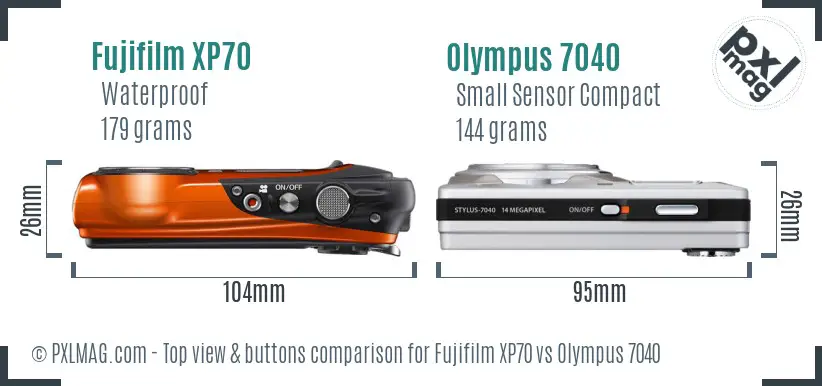 Fujifilm XP70 vs Olympus 7040 top view buttons comparison