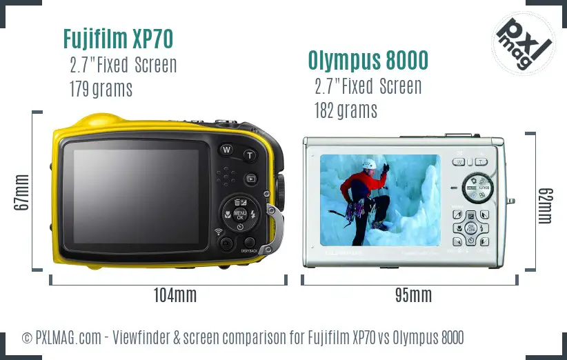 Fujifilm XP70 vs Olympus 8000 Screen and Viewfinder comparison Fujifilm XP70 vs Olympus 8000 Screen and Viewfinder comparison