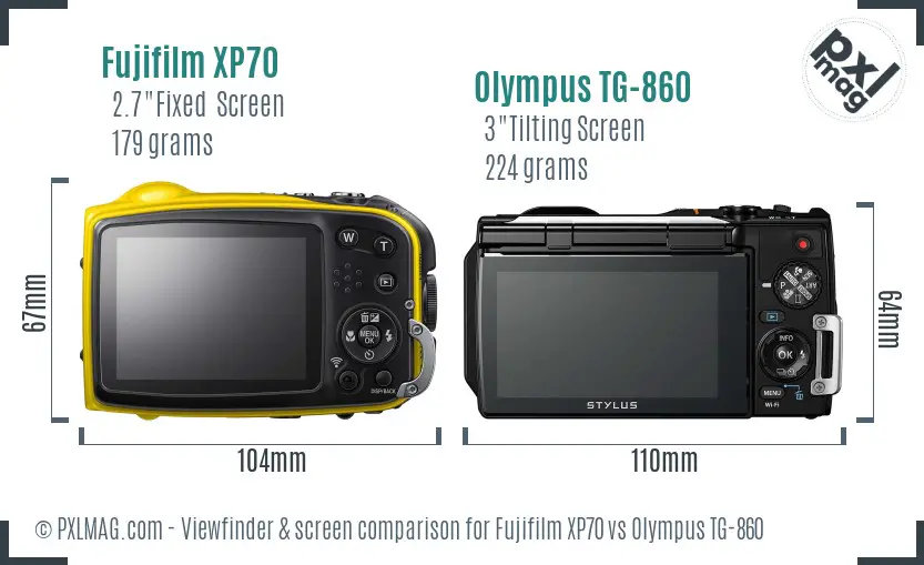Fujifilm XP70 vs Olympus TG-860 Screen and Viewfinder comparison Fujifilm XP70 vs Olympus TG-860 Screen and Viewfinder comparison