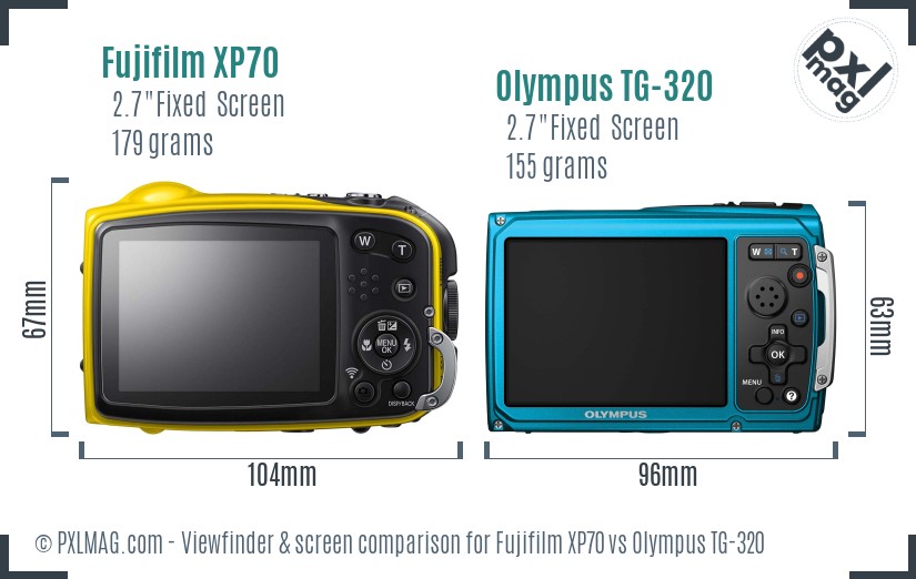 Fujifilm XP70 vs Olympus TG-320 Screen and Viewfinder comparison