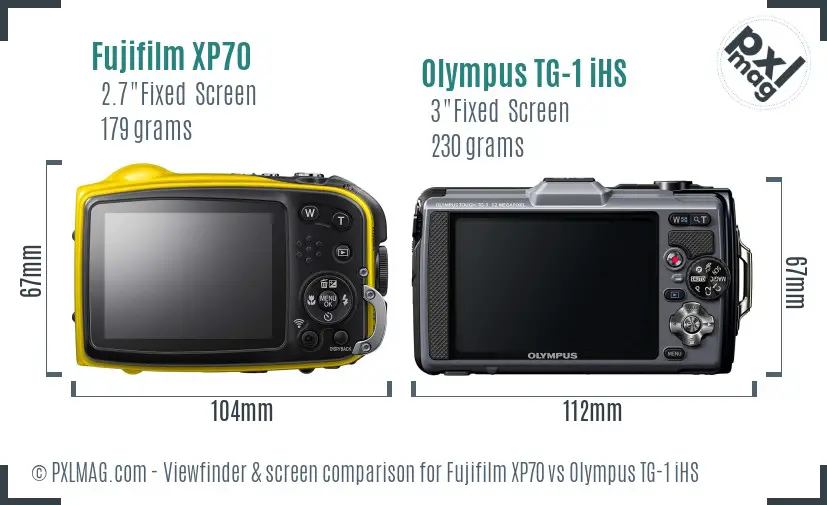 Fujifilm XP70 vs Olympus TG-1 iHS Screen and Viewfinder comparison