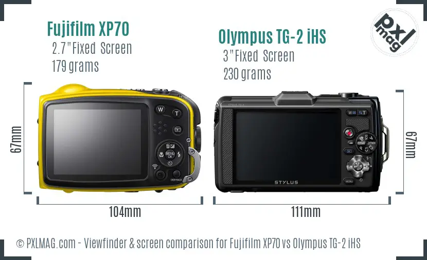 Fujifilm XP70 vs Olympus TG-2 iHS Screen and Viewfinder comparison