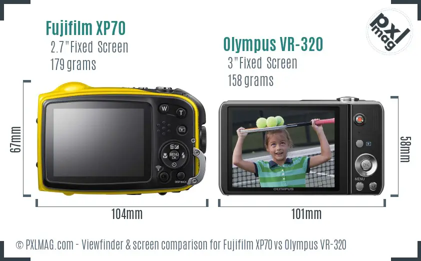 Fujifilm XP70 vs Olympus VR-320 Screen and Viewfinder comparison