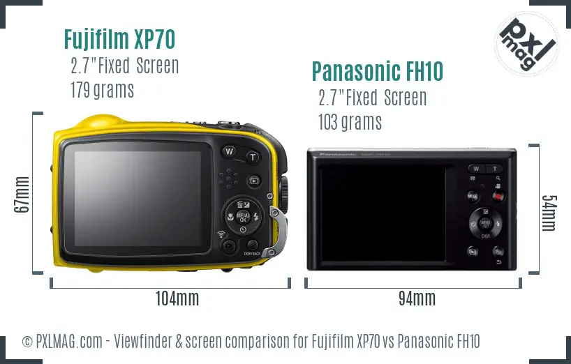 Fujifilm XP70 vs Panasonic FH10 Screen and Viewfinder comparison