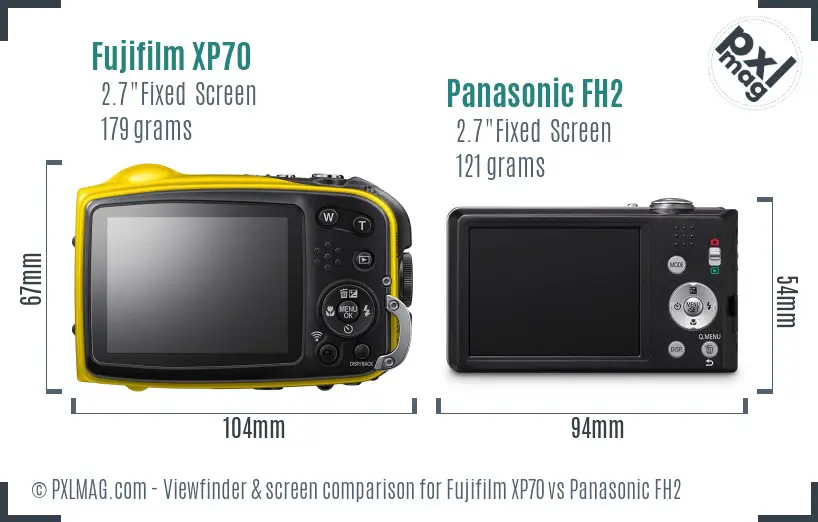 Fujifilm XP70 vs Panasonic FH2 Screen and Viewfinder comparison