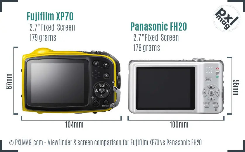Fujifilm XP70 vs Panasonic FH20 Screen and Viewfinder comparison