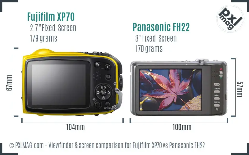 Fujifilm XP70 vs Panasonic FH22 Screen and Viewfinder comparison
