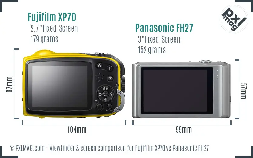 Fujifilm XP70 vs Panasonic FH27 Screen and Viewfinder comparison Fujifilm XP70 vs Panasonic FH27 Screen and Viewfinder comparison