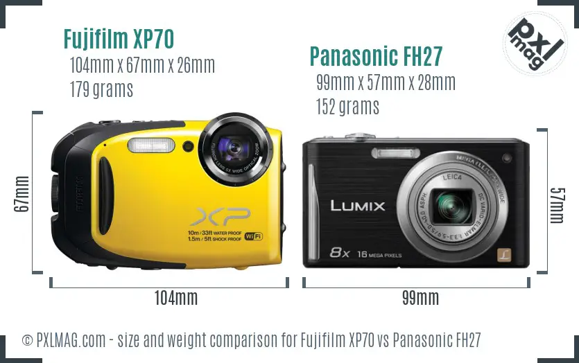 Fujifilm XP70 vs Panasonic FH27 size comparison Fujifilm XP70 vs Panasonic FH27 size comparison
