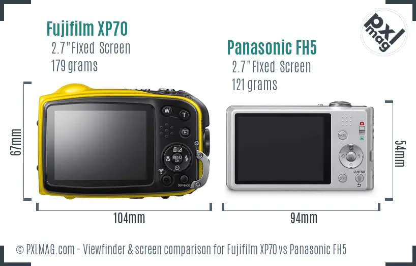 Fujifilm XP70 vs Panasonic FH5 Screen and Viewfinder comparison