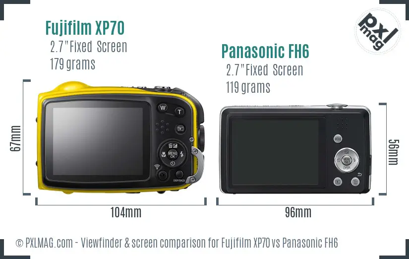 Fujifilm XP70 vs Panasonic FH6 Screen and Viewfinder comparison