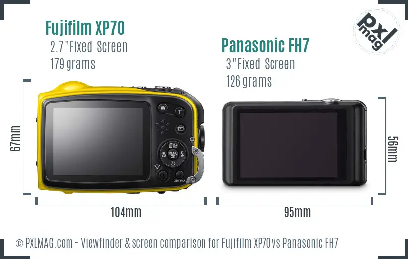 Fujifilm XP70 vs Panasonic FH7 Screen and Viewfinder comparison