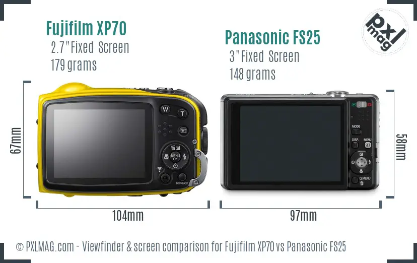 Fujifilm XP70 vs Panasonic FS25 Screen and Viewfinder comparison Fujifilm XP70 vs Panasonic FS25 Screen and Viewfinder comparison