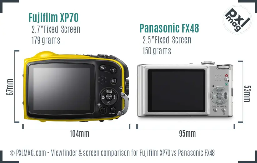 Fujifilm XP70 vs Panasonic FX48 Screen and Viewfinder comparison Fujifilm XP70 vs Panasonic FX48 Screen and Viewfinder comparison