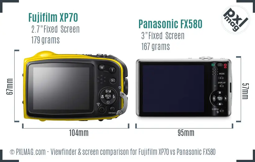 Fujifilm XP70 vs Panasonic FX580 Screen and Viewfinder comparison Fujifilm XP70 vs Panasonic FX580 Screen and Viewfinder comparison