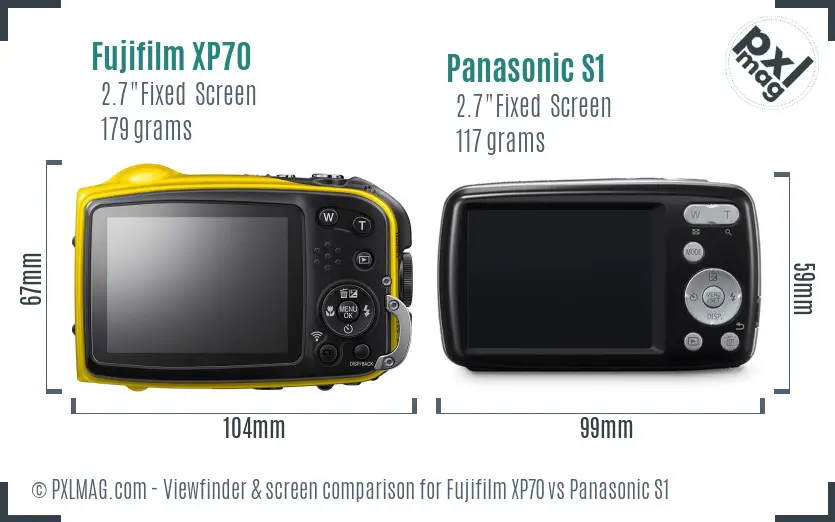 Fujifilm XP70 vs Panasonic S1 Screen and Viewfinder comparison