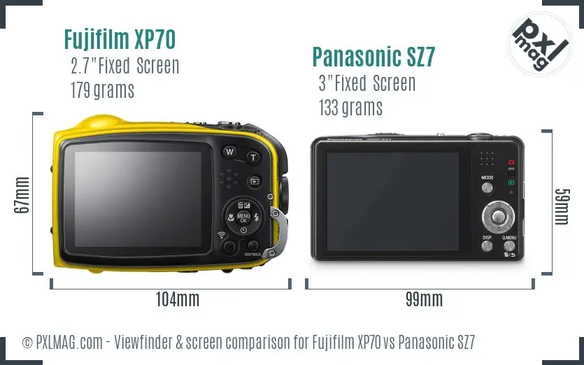Fujifilm XP70 vs Panasonic SZ7 Screen and Viewfinder comparison