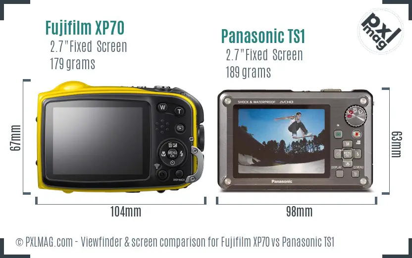 Fujifilm XP70 vs Panasonic TS1 Screen and Viewfinder comparison