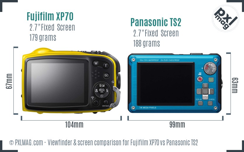 Fujifilm XP70 vs Panasonic TS2 Screen and Viewfinder comparison