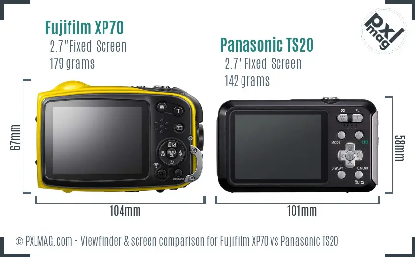 Fujifilm XP70 vs Panasonic TS20 Screen and Viewfinder comparison