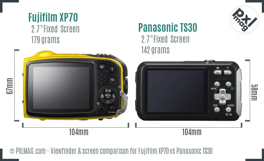 Fujifilm XP70 vs Panasonic TS30 Screen and Viewfinder comparison