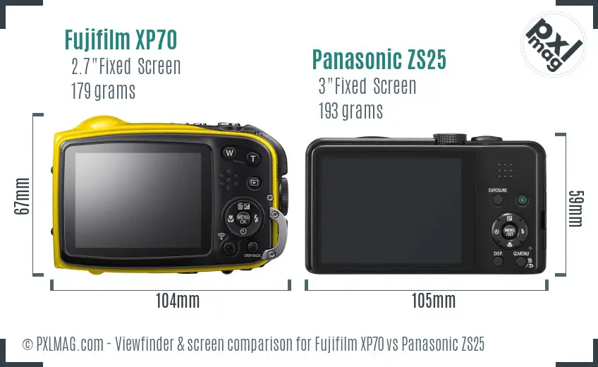 Fujifilm XP70 vs Panasonic ZS25 Screen and Viewfinder comparison Fujifilm XP70 vs Panasonic ZS25 Screen and Viewfinder comparison