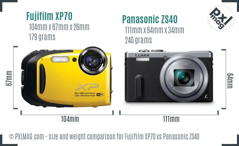 Fujifilm XP70 vs Panasonic ZS40 size comparison Fujifilm XP70 vs Panasonic ZS40 size comparison