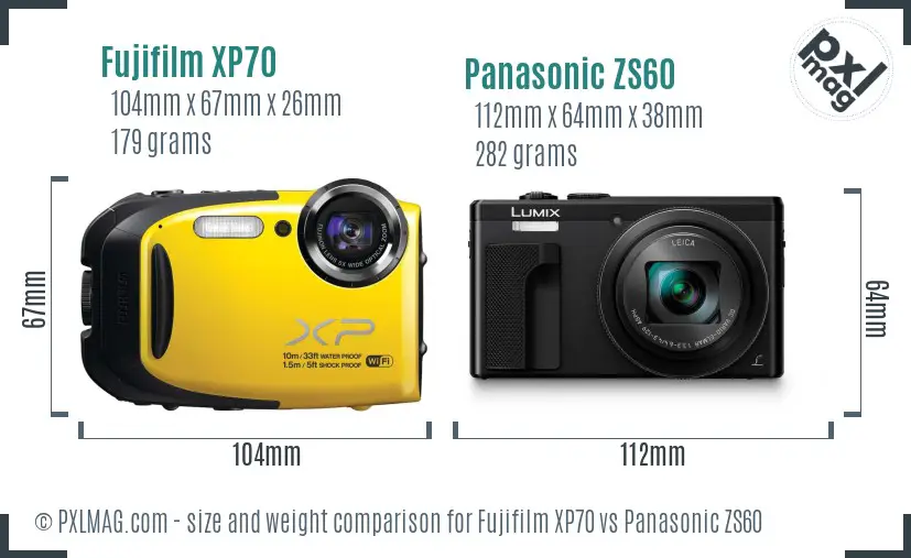 Fujifilm XP70 vs Panasonic ZS60 size comparison Fujifilm XP70 vs Panasonic ZS60 size comparison