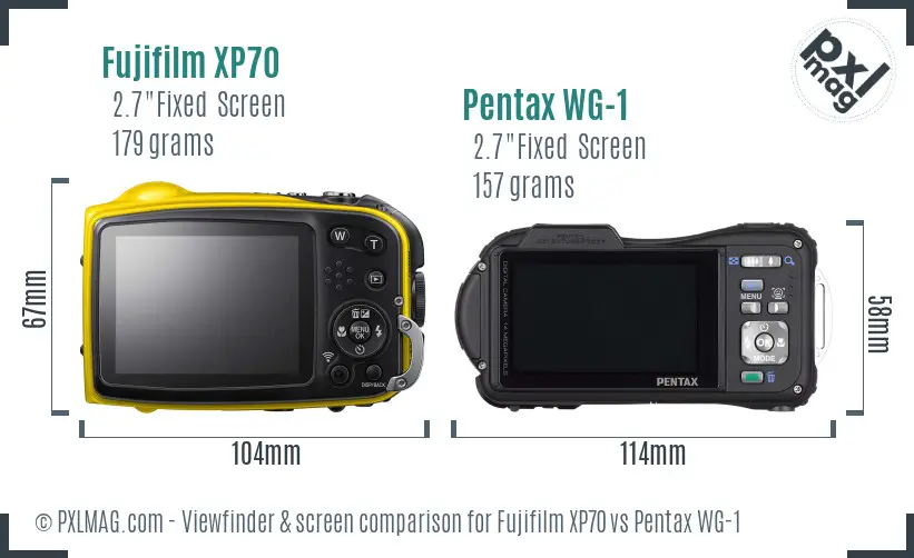 Fujifilm XP70 vs Pentax WG-1 Screen and Viewfinder comparison