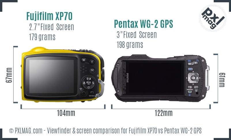 Fujifilm XP70 vs Pentax WG-2 GPS Screen and Viewfinder comparison