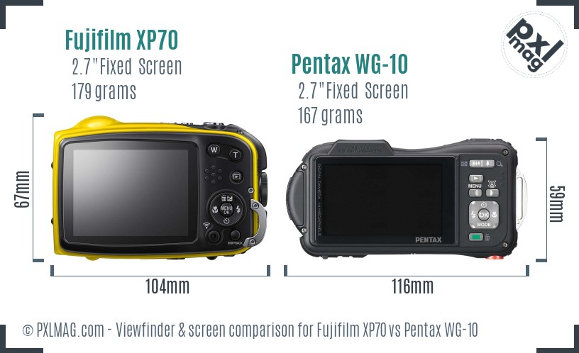 Fujifilm XP70 vs Pentax WG-10 Screen and Viewfinder comparison