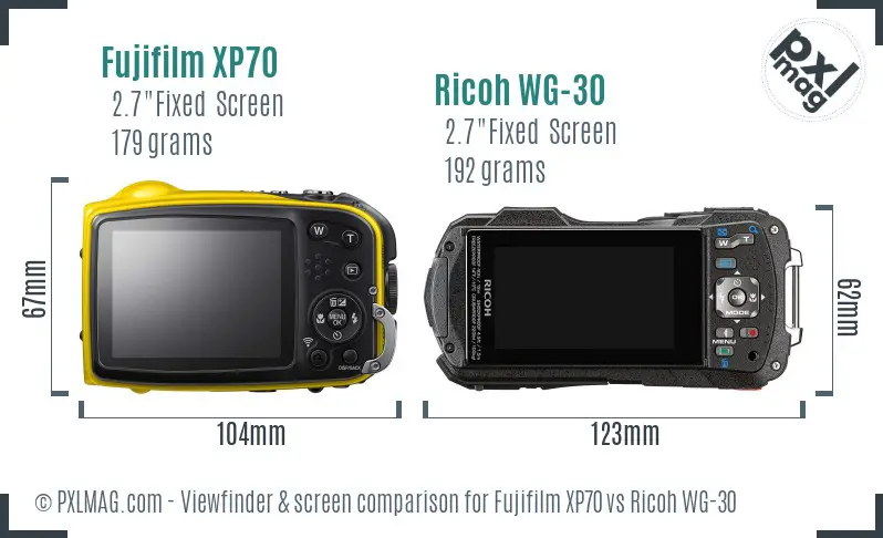 Fujifilm XP70 vs Ricoh WG-30 Screen and Viewfinder comparison