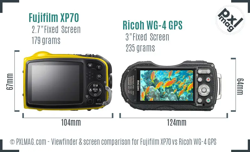 Fujifilm XP70 vs Ricoh WG-4 GPS Screen and Viewfinder comparison