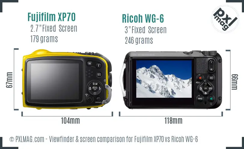 Fujifilm XP70 vs Ricoh WG-6 Screen and Viewfinder comparison
