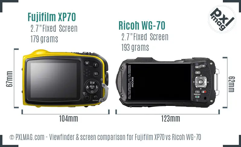 Fujifilm XP70 vs Ricoh WG-70 Screen and Viewfinder comparison