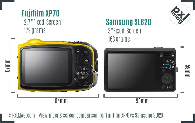 Fujifilm XP70 vs Samsung SL820 Screen and Viewfinder comparison Fujifilm XP70 vs Samsung SL820 Screen and Viewfinder comparison