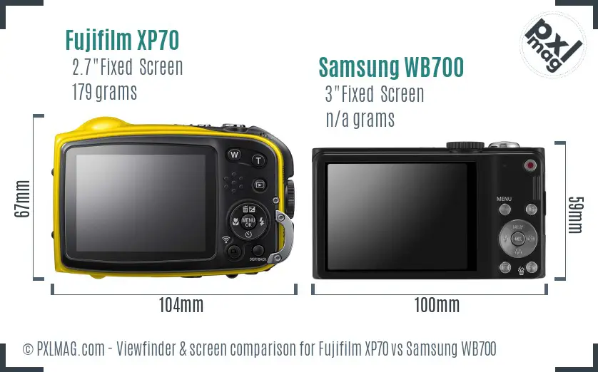 Fujifilm XP70 vs Samsung WB700 Screen and Viewfinder comparison Fujifilm XP70 vs Samsung WB700 Screen and Viewfinder comparison