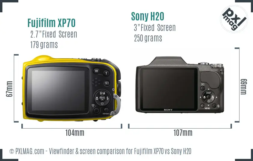 Fujifilm XP70 vs Sony H20 Screen and Viewfinder comparison