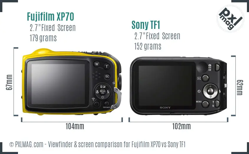 Fujifilm XP70 vs Sony TF1 Screen and Viewfinder comparison