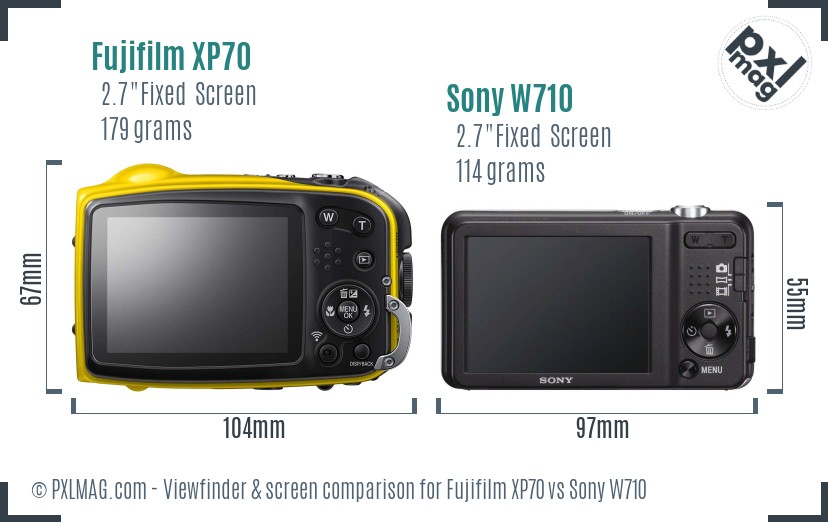 Fujifilm XP70 vs Sony W710 Screen and Viewfinder comparison