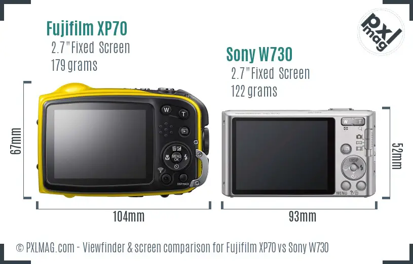 Fujifilm XP70 vs Sony W730 Screen and Viewfinder comparison Fujifilm XP70 vs Sony W730 Screen and Viewfinder comparison
