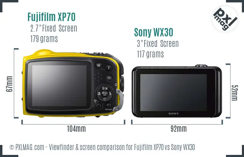Fujifilm XP70 vs Sony WX30 Screen and Viewfinder comparison Fujifilm XP70 vs Sony WX30 Screen and Viewfinder comparison