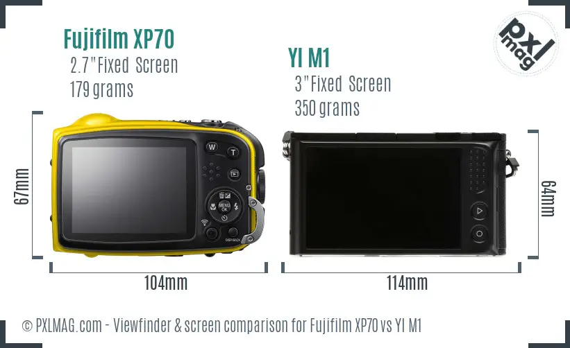 Fujifilm XP70 vs YI M1 Screen and Viewfinder comparison