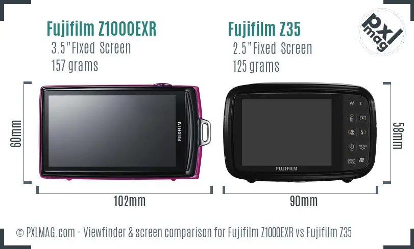 Fujifilm Z1000EXR vs Fujifilm Z35 Screen and Viewfinder comparison