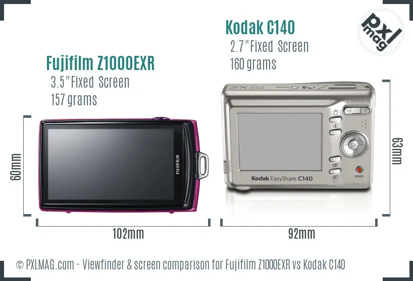 Fujifilm Z1000EXR vs Kodak C140 Screen and Viewfinder comparison Fujifilm Z1000EXR vs Kodak C140 Screen and Viewfinder comparison