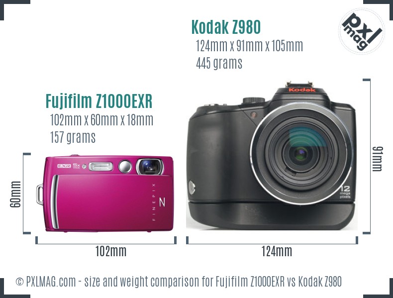 Fujifilm Z1000EXR vs Kodak Z980 size comparison Fujifilm Z1000EXR vs Kodak Z980 size comparison