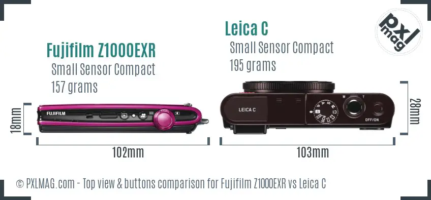 Fujifilm Z1000EXR vs Leica C top view buttons comparison