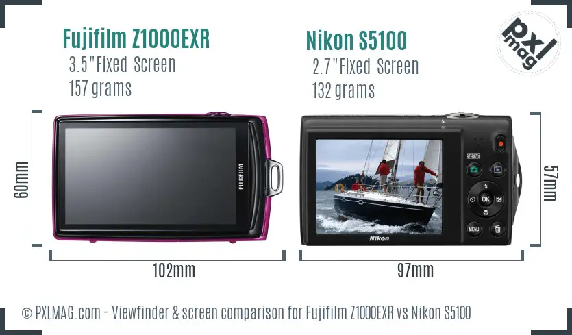 Fujifilm Z1000EXR vs Nikon S5100 Screen and Viewfinder comparison Fujifilm Z1000EXR vs Nikon S5100 Screen and Viewfinder comparison