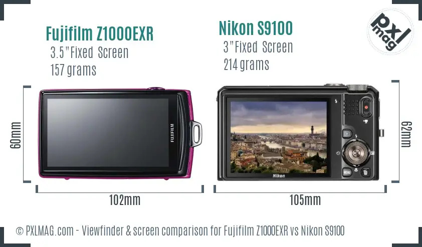 Fujifilm Z1000EXR vs Nikon S9100 Screen and Viewfinder comparison Fujifilm Z1000EXR vs Nikon S9100 Screen and Viewfinder comparison